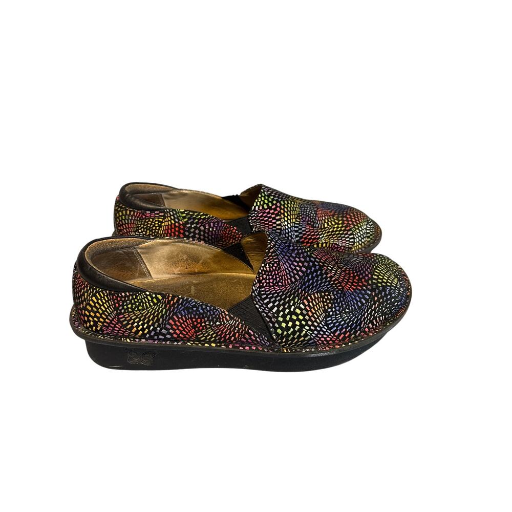 Alegria Debra Viewmaster Women's Size 39 Colorful Geometric Rainbow Loafer Clogs